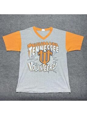 Vintage 90s University Of Tennessee Volunteers V-neck T-Shirt Large RARE MENS